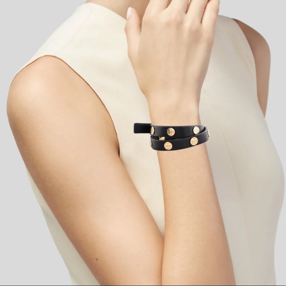 Tory Burch, Black & Gold, double wrap bracelet
